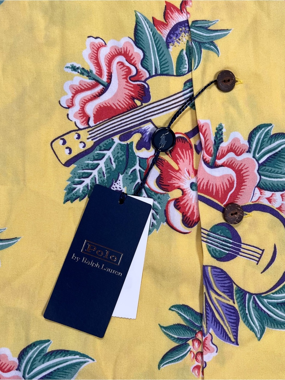 New Polo Ralph Lauren Hawaiian Camp Shirt Mens S Pineapple Tropical Yellow Rayon - Picture 4 of 9